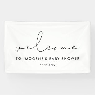 Minimaal handgeschreven Baby shower Welkom Spandoek