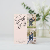 Minimaal handgeschreven fotocollage Blush Pink Briefkaart (Staand voorkant)