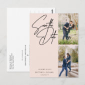 Minimaal handgeschreven fotocollage Blush Pink Briefkaart (Voorkant / Achterkant)