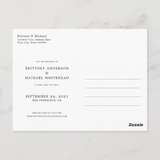 Minimaal handgeschreven fotocollage Blush Pink Briefkaart (Achterkant)