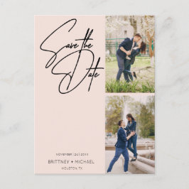 Minimaal handgeschreven fotocollage Blush Pink Briefkaart