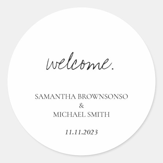 Minimaal handgeschreven huwelijksuitnodiging Save Ronde Sticker (Voorkant)