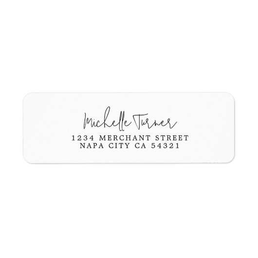 Minimaal handgeschreven script modern retouradres etiket (Voorkant)