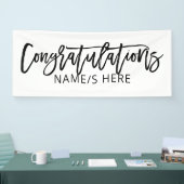 Minimaal handgeschreven zwart-witfelicitaties spandoek (Beurs)