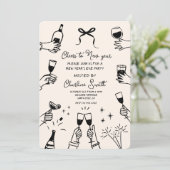 Minimaal handgetekend “Proost op het Nieuwe Jaar”  Kaart (Staand voorkant)