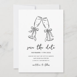 Minimaal handgetekend speels krabbeltekening om de save the date