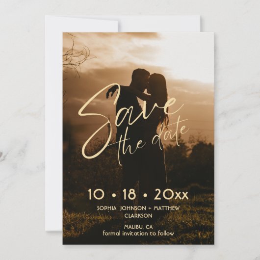 Minimaal handgetekend trouwkaart 'Save The Date' Save The Date (Voorkant)