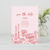Minimaal handgetekende speelse Doodle Save-the-dat Save The Date (Staand voorkant)