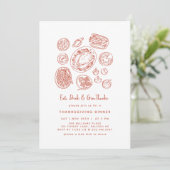 Minimaal handgetekende Thanksgiving Dinner Herfst Kaart (Staand voorkant)