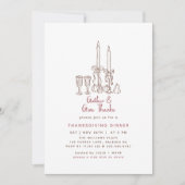 Minimaal handgetekende Thanksgiving Dinner Herfst Kaart (Voorkant)