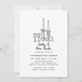 Minimaal handgetekende Thanksgiving Dinner Herfst Kaart (Voorkant)