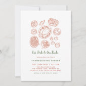 Minimaal handgetekende Thanksgiving Dinner Herfst Kaart (Voorkant)