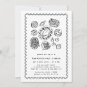 Minimaal handgetekende Thanksgiving Dinner Herfst Kaart (Voorkant)