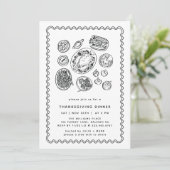 Minimaal handgetekende Thanksgiving Dinner Herfst Kaart (Staand voorkant)