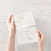 Minimaal handschrift Folie bruiloft All In One Uitnodiging (Uittrekbaar)