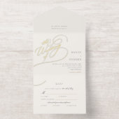 Minimaal handschrift Folie bruiloft All In One Uitnodiging (Binnenkant)