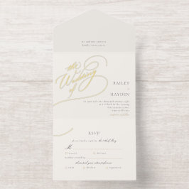 Minimaal handschrift Folie bruiloft All In One Uitnodiging