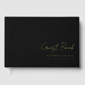 Minimaal, handschrift, Folie, zwart, bruiloft Gastenboek (Voorkant)