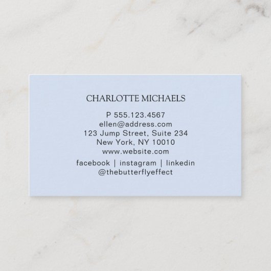 Minimaal, Handschrift, Lichtblauw Visitekaartje (Achterkant)