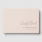 Minimaal, handschrift, Roos-gouden-Folie, beige Gastenboek (Voorkant)