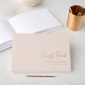 Minimaal, handschrift, Roos-gouden-Folie, beige Gastenboek