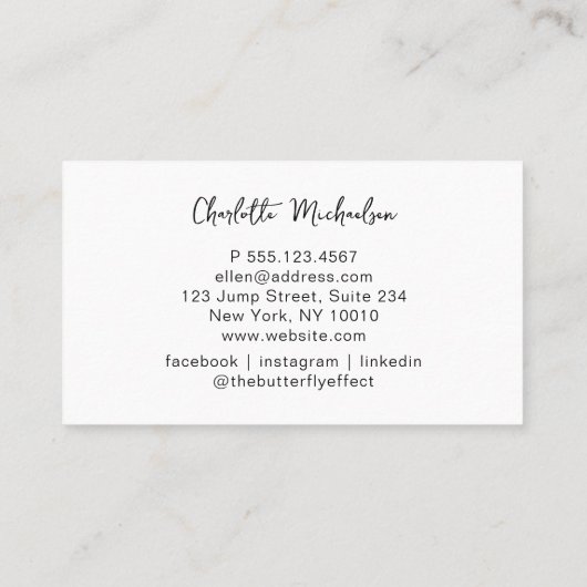 Minimaal, Handschrift, Zwart Visitekaartje (Achterkant)