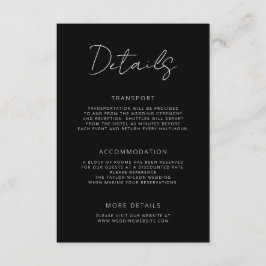 Minimaal handtekeningscript Black Wedding Details Informatiekaartje