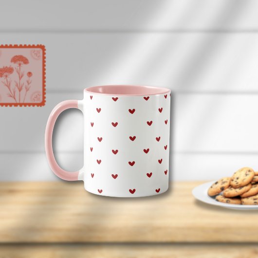 Minimaal Hartpatroon Mok | Zachte Roze Giftable Ko