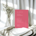 Minimaal Helder Roze Bruiloft MENU<br><div class="desc">Deze elegante,  moderne bruidsmenu kaarten of repetitie diner menu kaarten hebben een eenvoudige ROZE achtergrond en witte tekst ontwerp. Voeg uw initialen of monogram toe om ze volledig uw eigen te maken.</div>