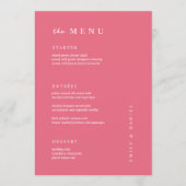 Minimaal Helder Roze Bruiloft MENU (Voorkant)