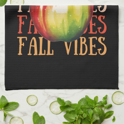 Minimaal herfstthema | Herfst Vibes Black Theedoek (Gevouwen)