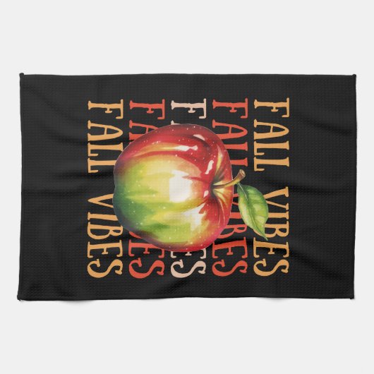 Minimaal herfstthema | Herfst Vibes Black Theedoek (Horizontaal)