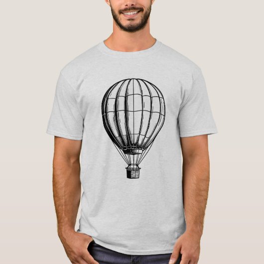 Minimaal Hete Luchtballon Inkt Tekening T-shirt (Voorkant)