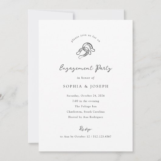 Minimaal Hoefijzer Black and White Engagement Part Kaart (Voorkant)