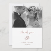 Minimaal Hoefijzer | Bruin en wit trouwfoto Bedankkaart (Voorkant)