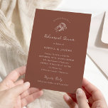 Minimaal Hoefijzer | Rustic Brown repetitie diner Kaart<br><div class="desc">Deze trendy maar elegante bruine bruiloft repetitie diner uitnodigingen zijn voorzien van een moderne en minimalistische rustieke stijl,  met handgeschreven script en klassieke tekst. Een handgetekende paar hoefijzers is te zien in een subtiele illustratie,  voor een bijgewerkte look voor uw land,  western of cowboy thema huwelijksdiner de avond ervoor.</div>