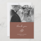 Minimaal Hoefijzer | Rustic Brown Trouwfoto Bedankkaart (Voorkant)