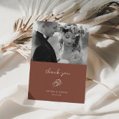 Minimaal Hoefijzer | Rustic Brown Trouwfoto Bedankkaart