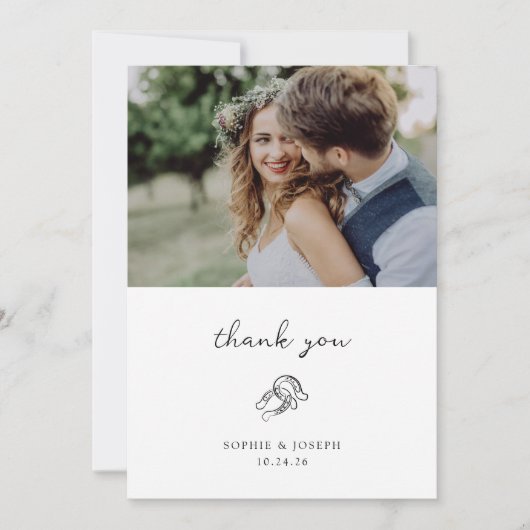 Minimaal Hoefijzer | Trouwfoto Bedankkaart (Voorkant)