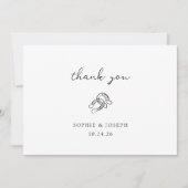 Minimaal Hoefijzer | Zwart-wit trouwfoto Bedankkaart (Voorkant)