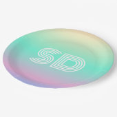 Minimaal holografisch monogram bruiloft papieren bordje (Gekanteld)