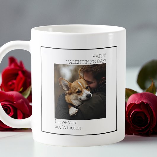 Minimaal Hond Foto Valentijnsdag Zwart-wit Koffiemok