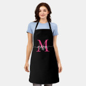 Minimaal Hot Pink Black Modern Typografisch Monogr Schort (Gedragen)