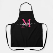 Minimaal Hot Pink Black Modern Typografisch Monogr Schort (Voorkant)