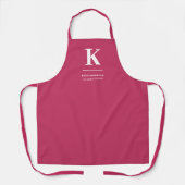 Minimaal Hot Roze Modern Typografisch Monogram Schort (Voorkant)