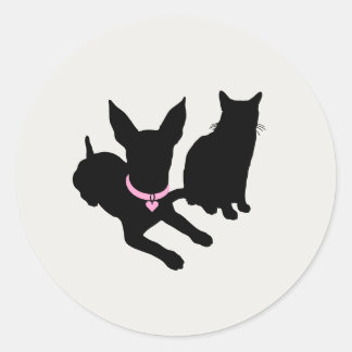 Minimaal huisdier silhouet huisdieroppas hond kat  ronde sticker