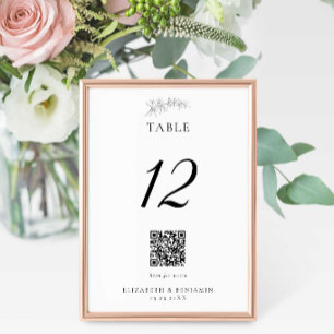 Minimaal Huwelijksfeest QR Code Menu Elegant Zwart Kaart
