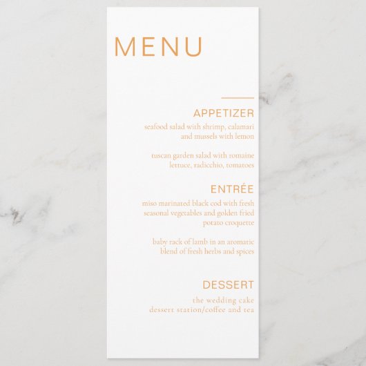 Minimaal huwelijksmenu diner verjaardagsfeestje menu (Voorkant)