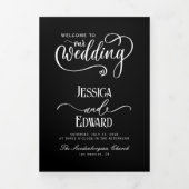 Minimaal huwelijksprogramma Zwart-wit Elegant Drieluik Programma (Cover)