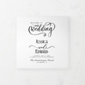 Minimaal huwelijksprogramma Zwart-wit Elegant Drieluik Programma (Cover)